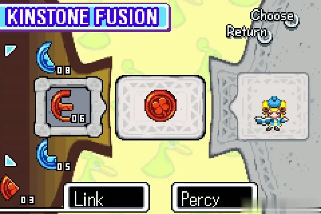 Kinstone Fusion screen joining Link's red piece with Percy Kinstone Fusion screen joining Link's red piece with Percy