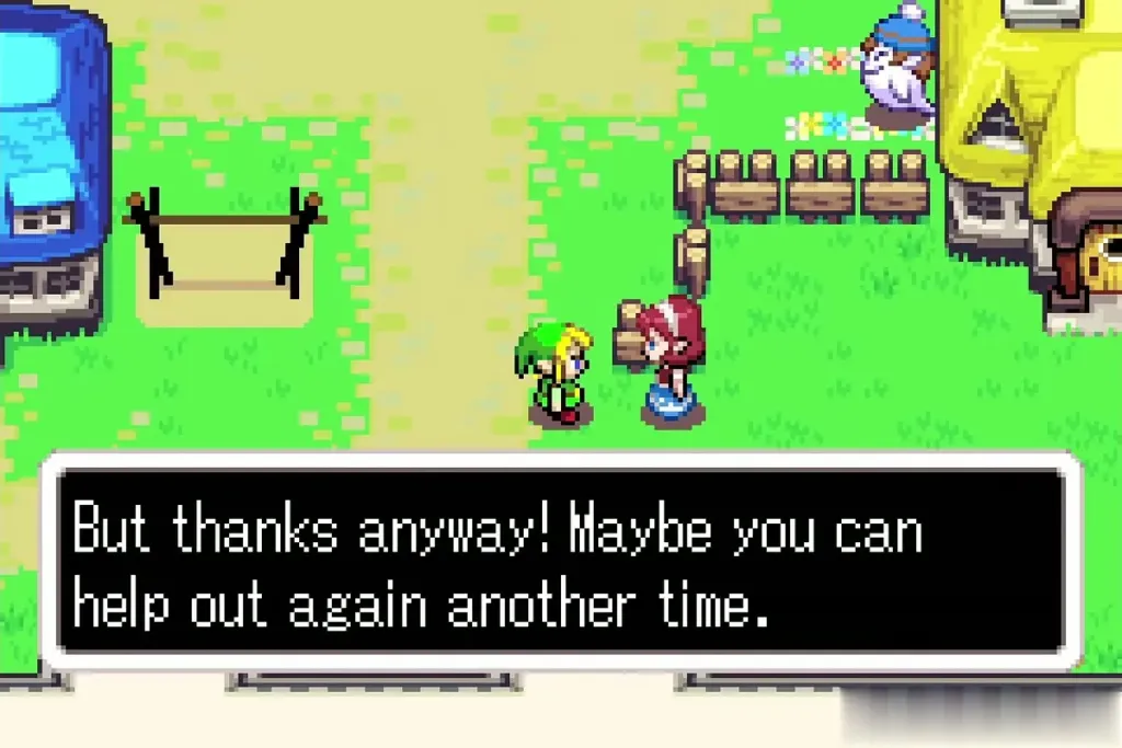 Anju telling Link to help out again another time after the time ran out Anju telling Link to help out again another time after the time ran out