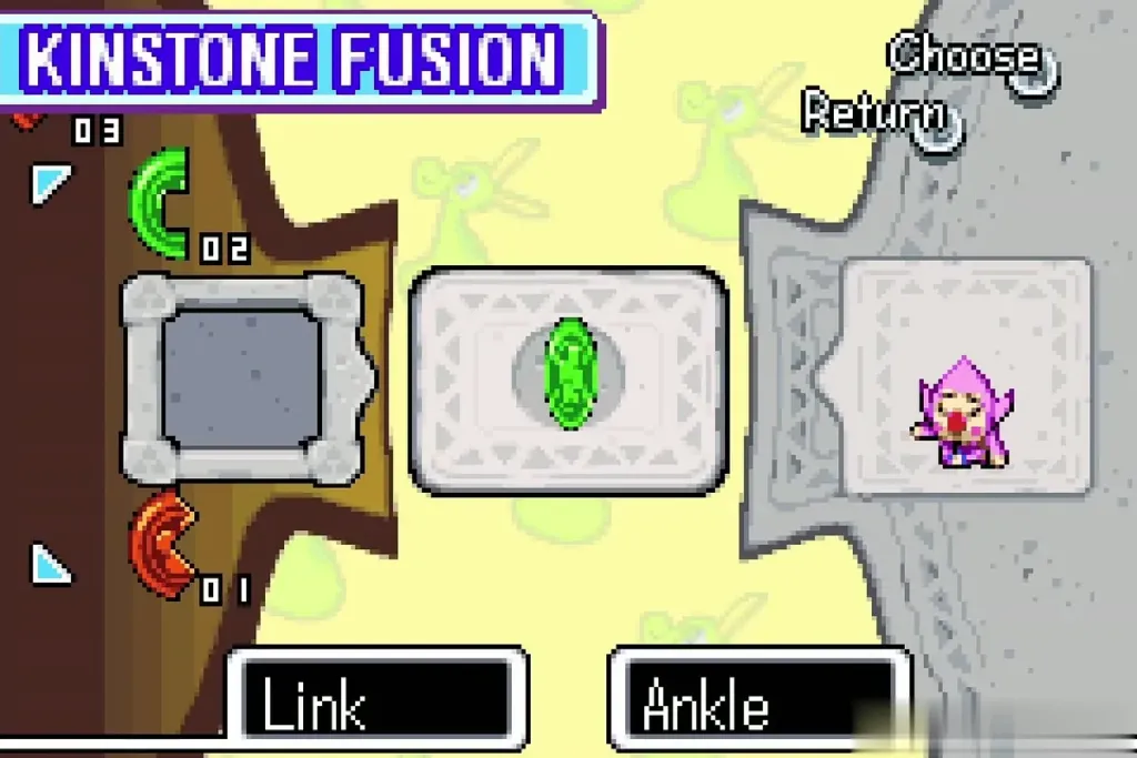 Kinstone Fusion screen with the green piece joined to Ankle's half Kinstone Fusion screen with the green piece joined to Ankle's half