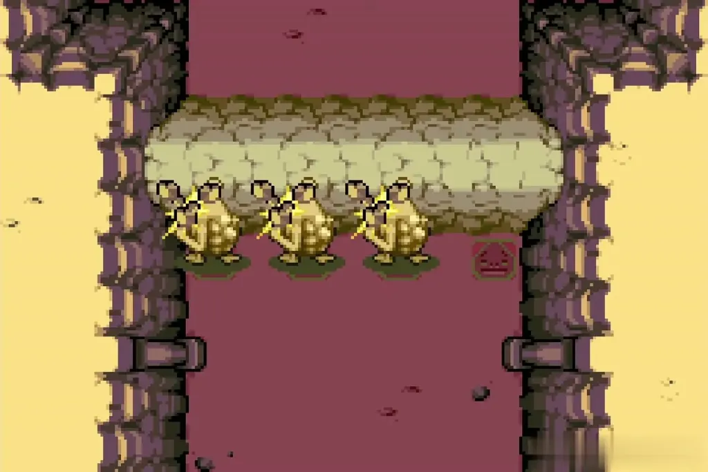 Three Gorons side by side hammering at the cave wall Three Gorons side by side hammering at the cave wall