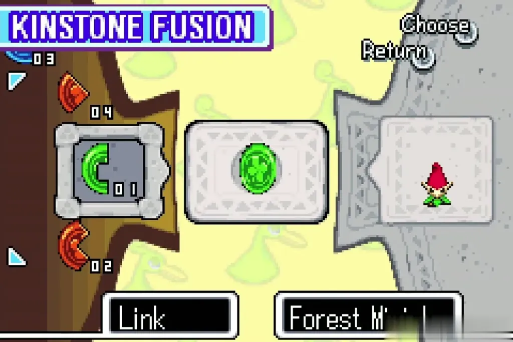 Kinstone Fusion screen with the green piece joined to the Forest Minish Kinstone Fusion screen with the green piece joined to the Forest Minish