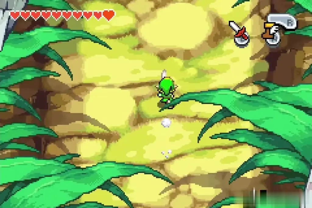 Minish-sized Link walking through giant grass blades Minish-sized Link walking through giant grass blades