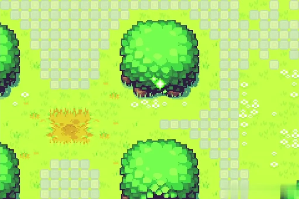 A third North Hyrule Field tree sparkling at its base after the fusion A third North Hyrule Field tree sparkling at its base after the fusion
