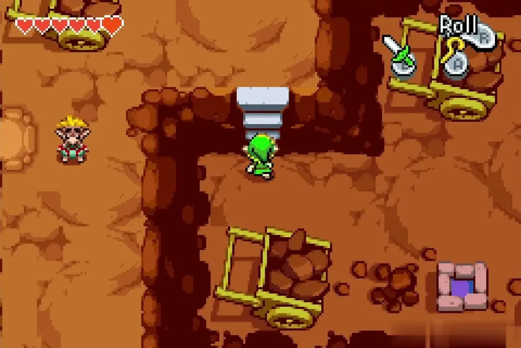 Link climbing the steps out of Melari's mine Link climbing the steps out of Melari's mine