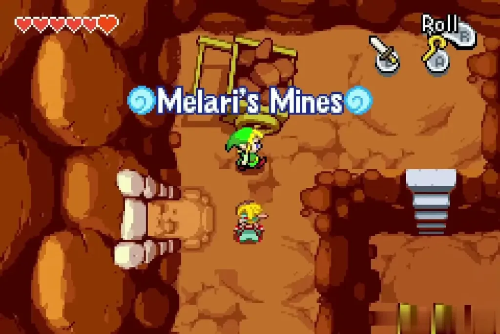 Link, Minish-sized, entering Melari's Mines with the broken blade Link, Minish-sized, entering Melari's Mines with the broken blade