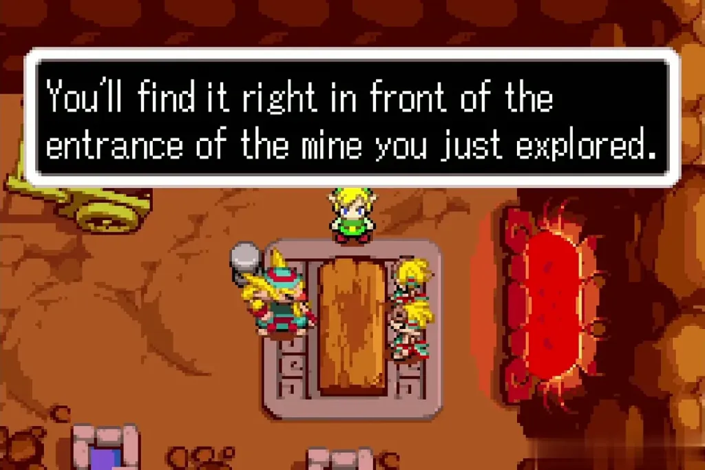 Melari saying the shortcut is in front of the mine entrance Melari saying the shortcut is in front of the mine entrance