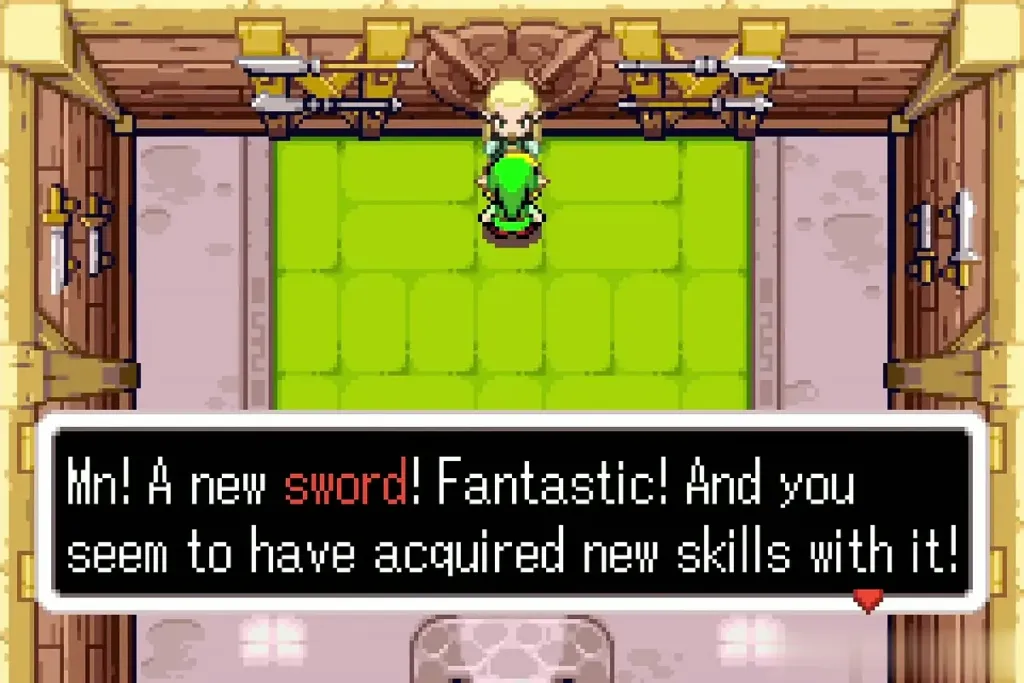 Swiftblade in his dojo noticing Link's new sword Swiftblade in his dojo noticing Link's new sword