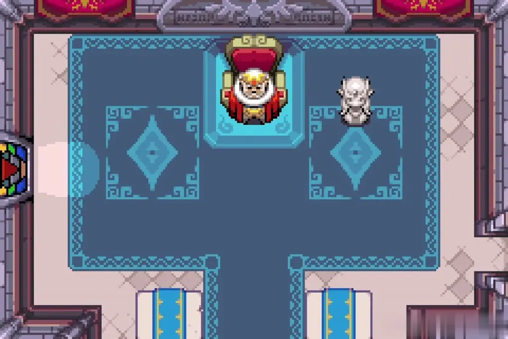 The king of Hyrule on his throne in the castle throne room The king of Hyrule on his throne in the castle throne room