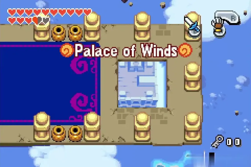 The Palace of Winds title over the first cloud platform The Palace of Winds title over the first cloud platform