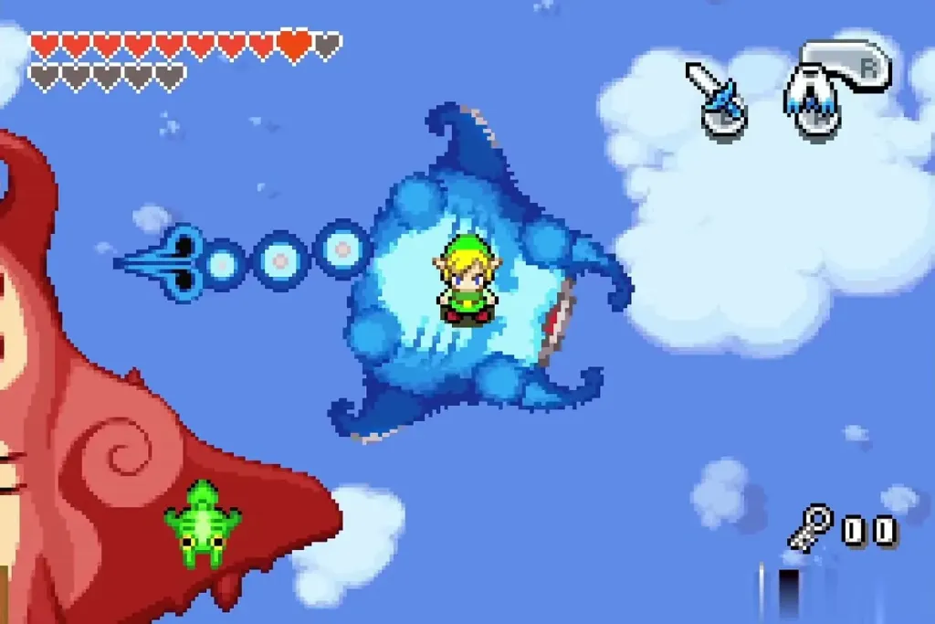 Link on the blue Gyorg with its tail swinging away Link on the blue Gyorg with its tail swinging away