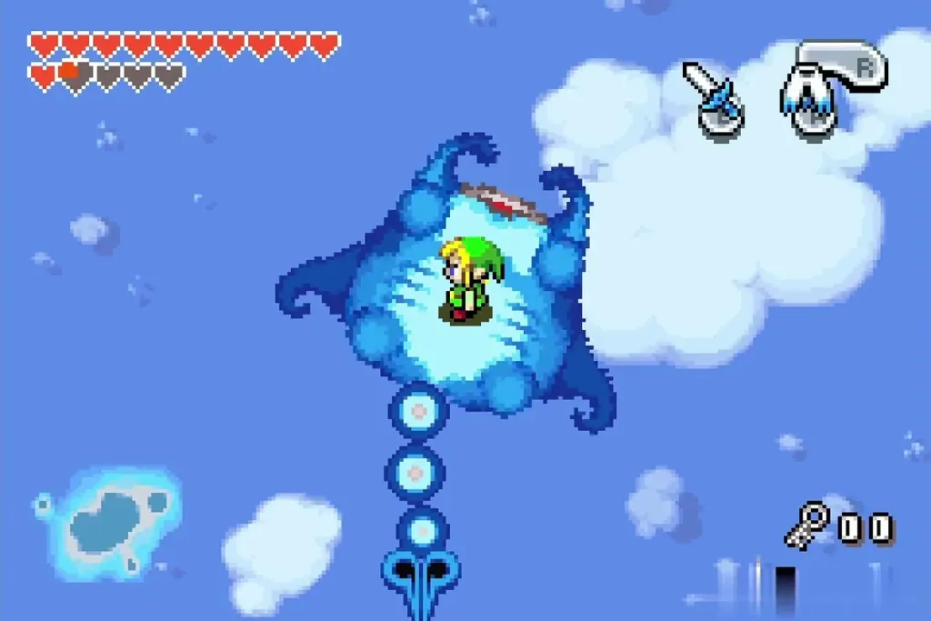 Link on the blue Gyorg with its tail curling below Link on the blue Gyorg with its tail curling below