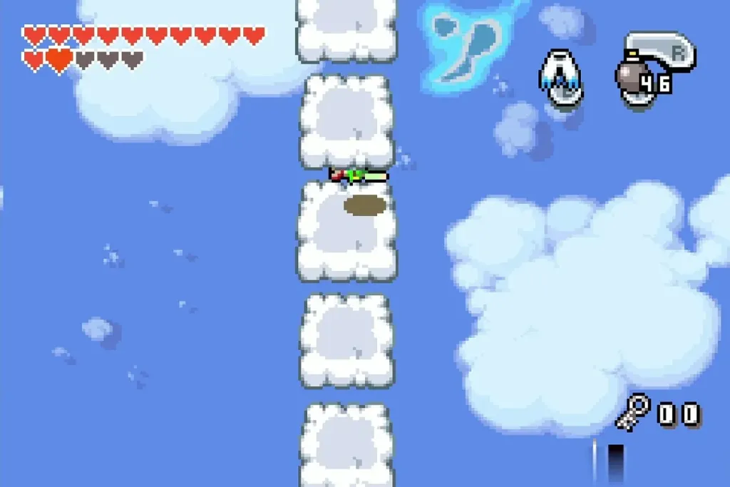 Link on the cloud-tile bridge with the cape Link on the cloud-tile bridge with the cape