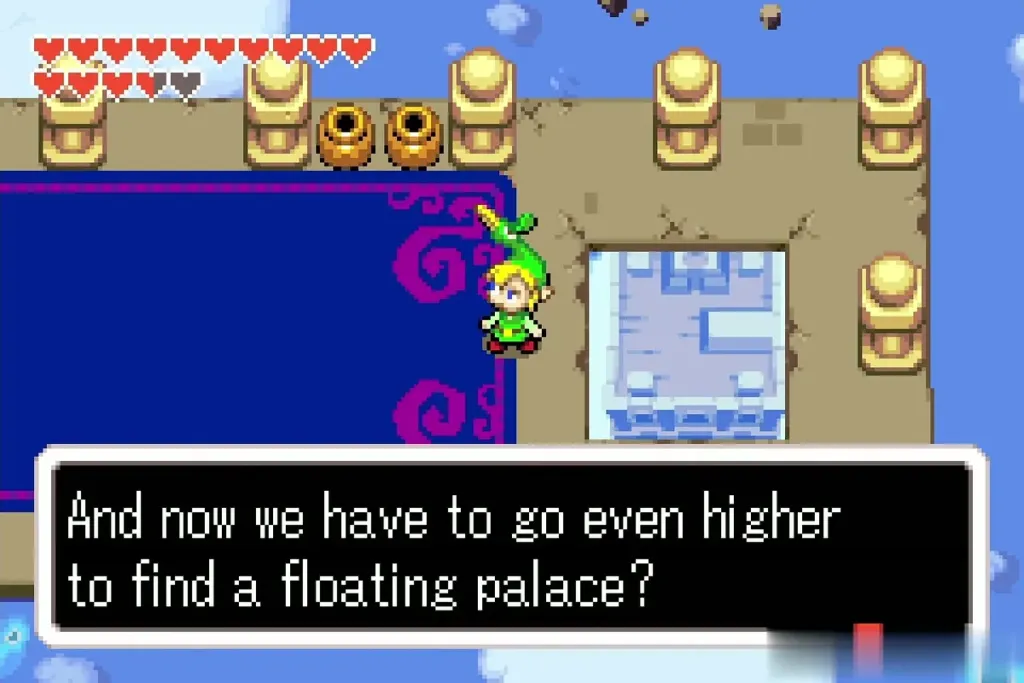 Ezlo complaining on the platform at the start of the Palace of Winds Ezlo complaining on the platform at the start of the Palace of Winds