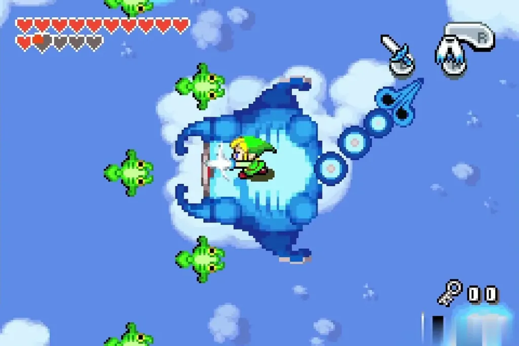 Small green Gyorg swarming around Link on the blue Gyorg Small green Gyorg swarming around Link on the blue Gyorg