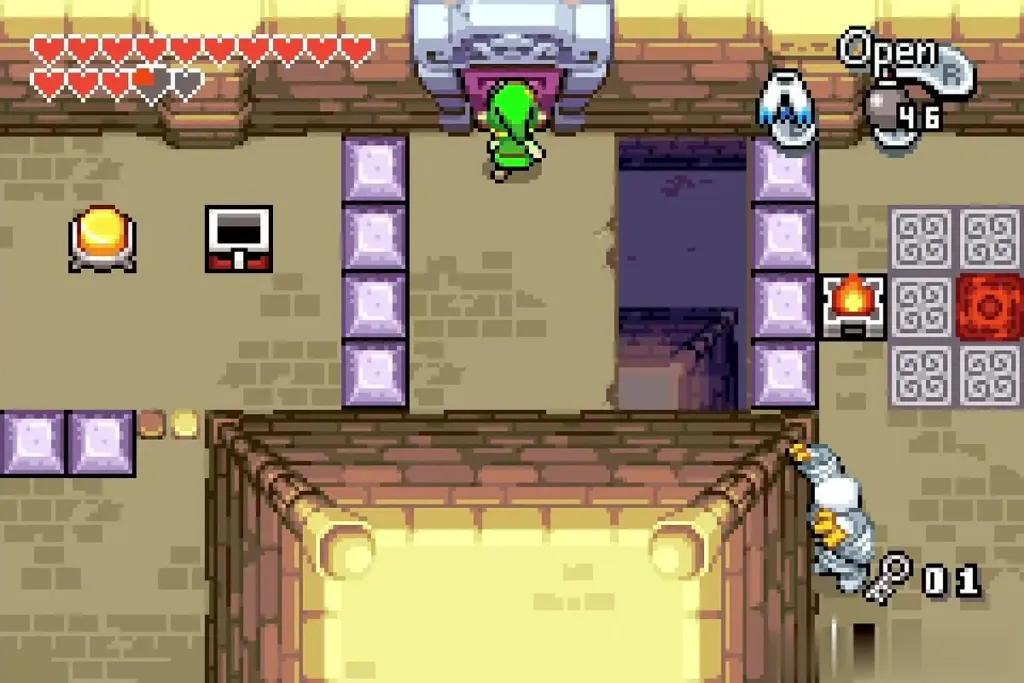 Link at the locked door at the top of the block room Link at the locked door at the top of the block room