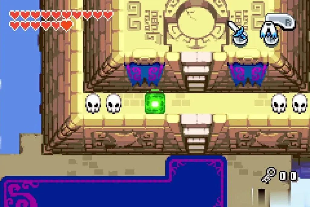 The glowing green warp tile in the Wind shrine that carries Link out of the dungeon The glowing green warp tile in the Wind shrine that carries Link out of the dungeon