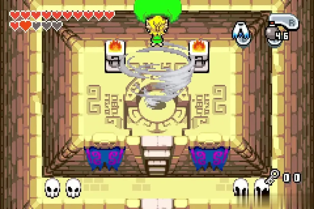 Link rising on the whirlwind in the final room Link rising on the whirlwind in the final room