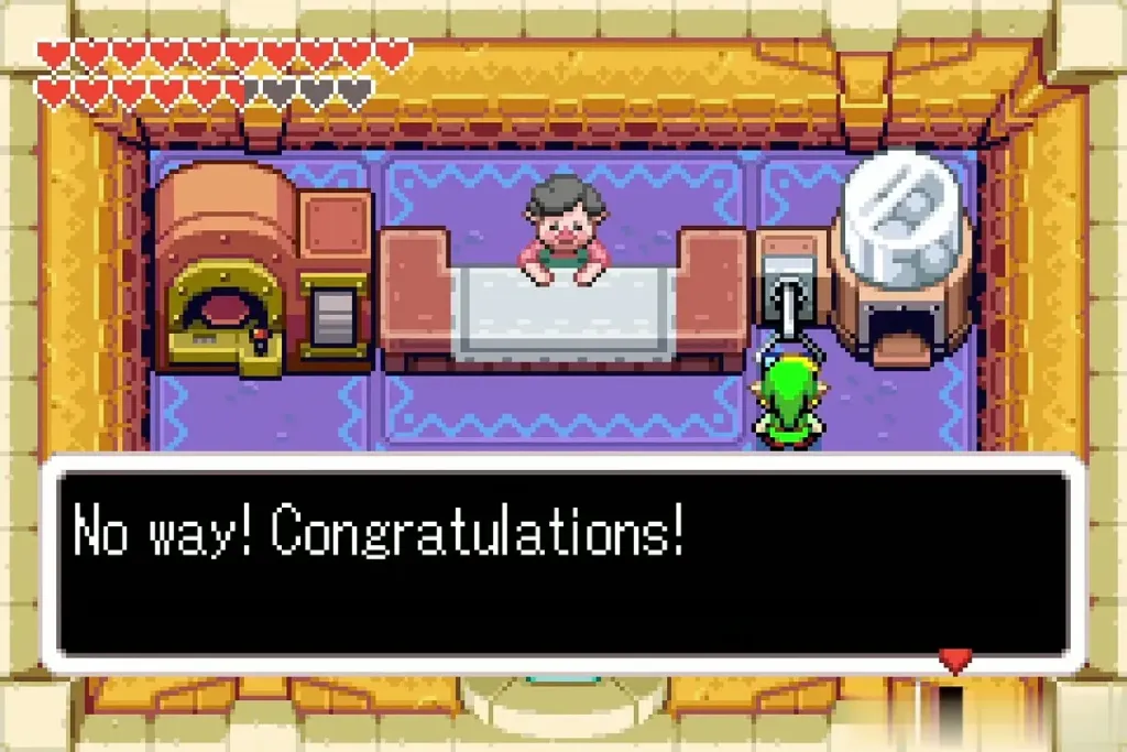 Carlov congratulating Link on the complete set, full dialogue box shown Carlov congratulating Link on the complete set, full dialogue box shown