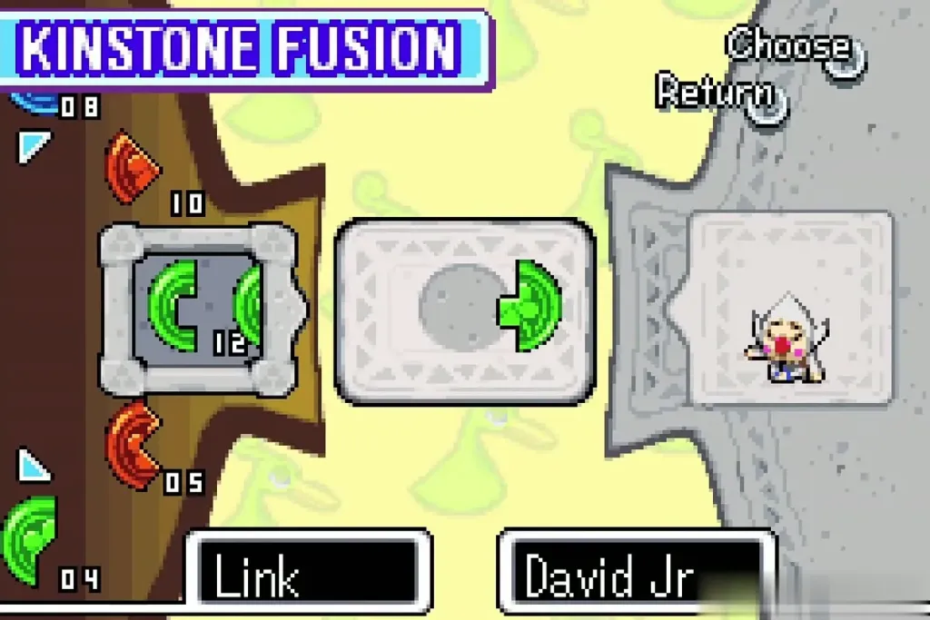 Kinstone Fusion screen with Link's green piece joined to David Jr.'s Kinstone Fusion screen with Link's green piece joined to David Jr.'s