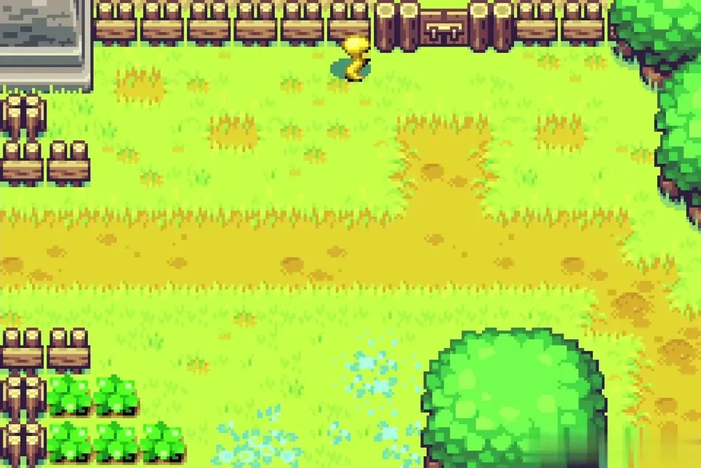 A yellow sparkle on a wooden fence in Hyrule Field after the first fusion A yellow sparkle on a wooden fence in Hyrule Field after the first fusion