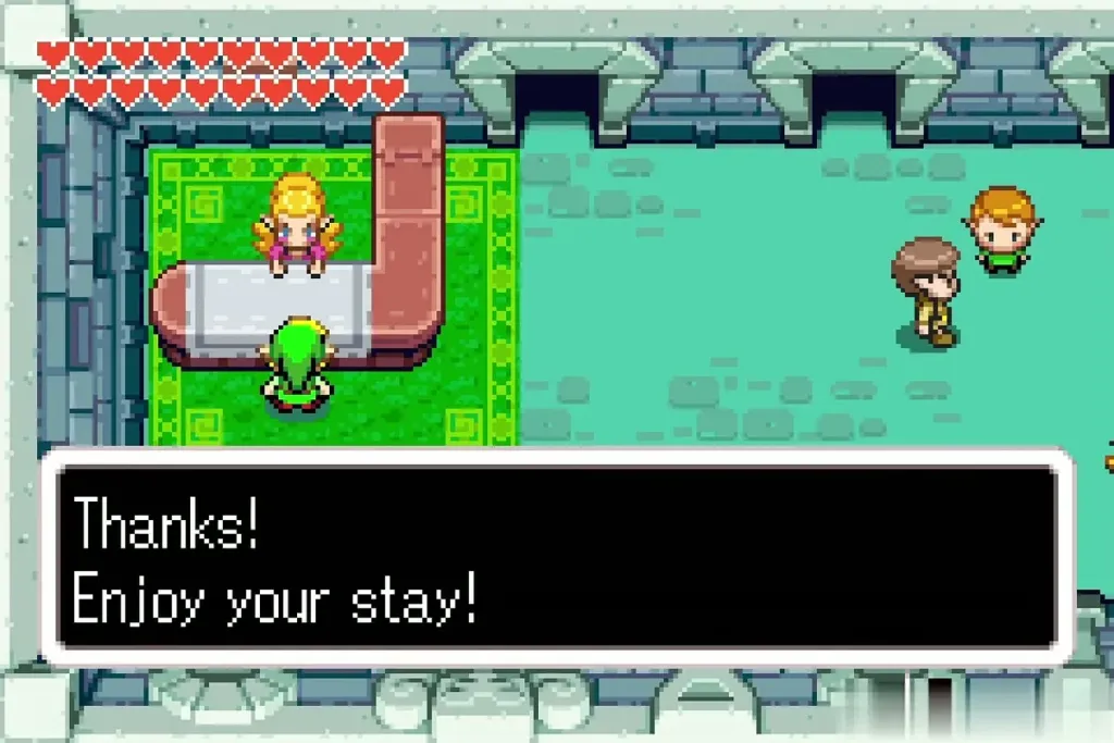 The clerk thanking Link after payment, full dialogue box shown The clerk thanking Link after payment, full dialogue box shown