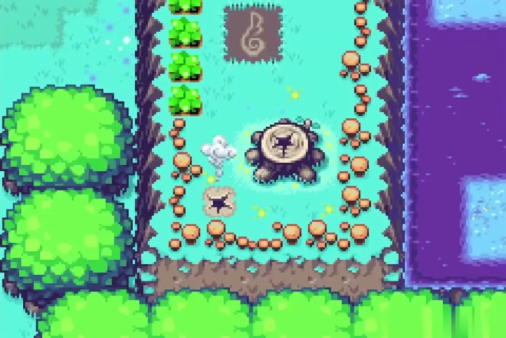 A white puff beside a tree stump in the Minish Woods after the third fusion A white puff beside a tree stump in the Minish Woods after the third fusion