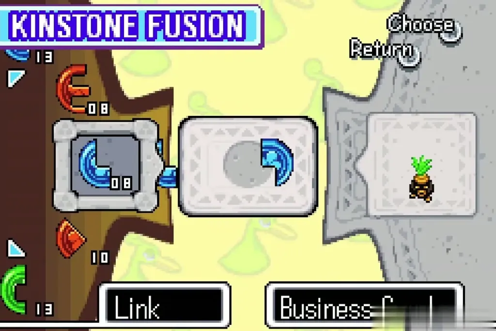 Kinstone Fusion screen with Link's blue piece joined to the Business Scrub's Kinstone Fusion screen with Link's blue piece joined to the Business Scrub's