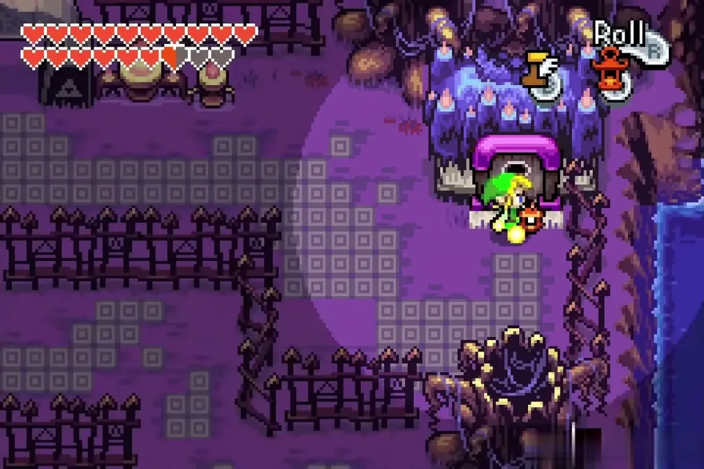 Link with his lantern at the purple gravekeeper hut in Royal Valley Link with his lantern at the purple gravekeeper hut in Royal Valley