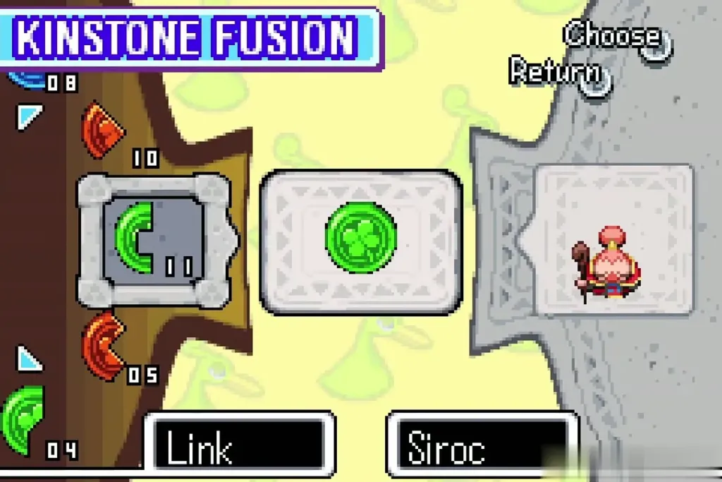 Kinstone Fusion screen with Link's green piece joined to Siroc's Kinstone Fusion screen with Link's green piece joined to Siroc's