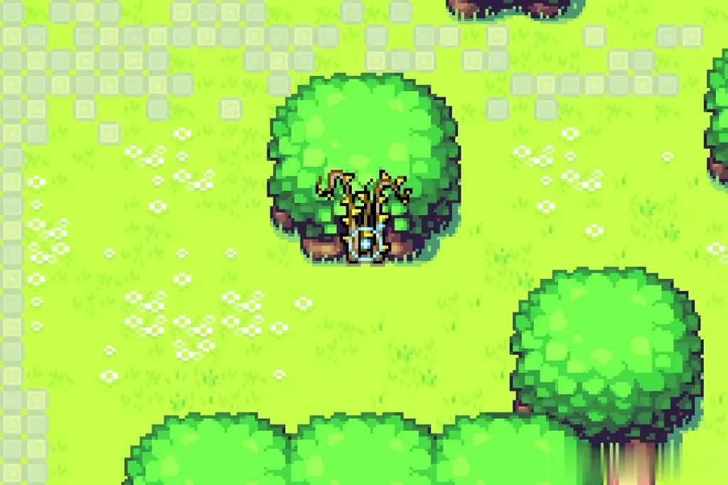 A tree in North Hyrule Field with plants growing on it after the blue fusion A tree in North Hyrule Field with plants growing on it after the blue fusion