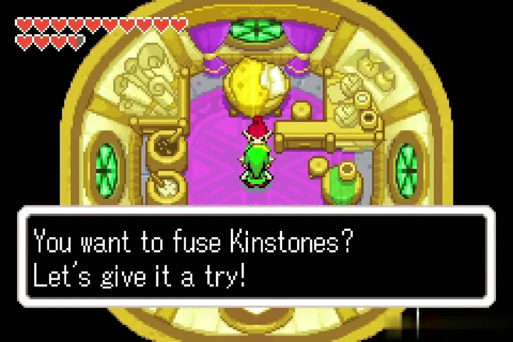 Belari in his workshop agreeing to fuse Kinstones with Link