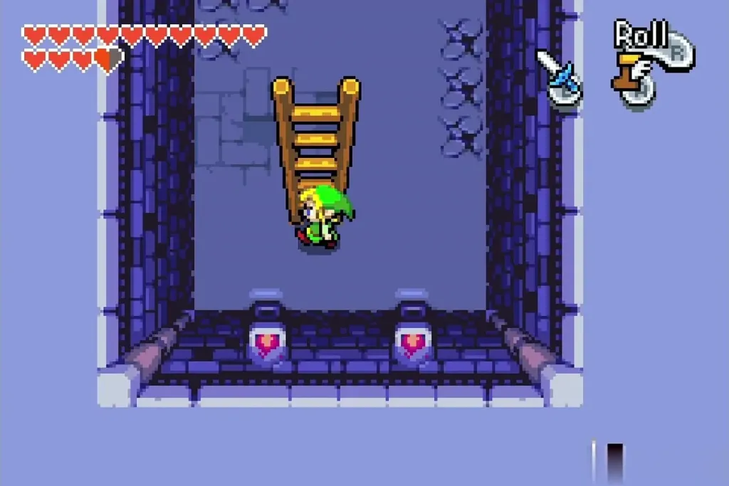 Link climbing the ladder back out of the castle passage