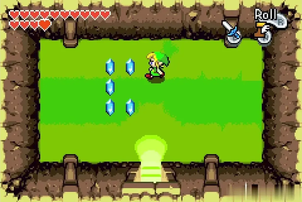 Link gathering the blue Rupees as the counter climbs