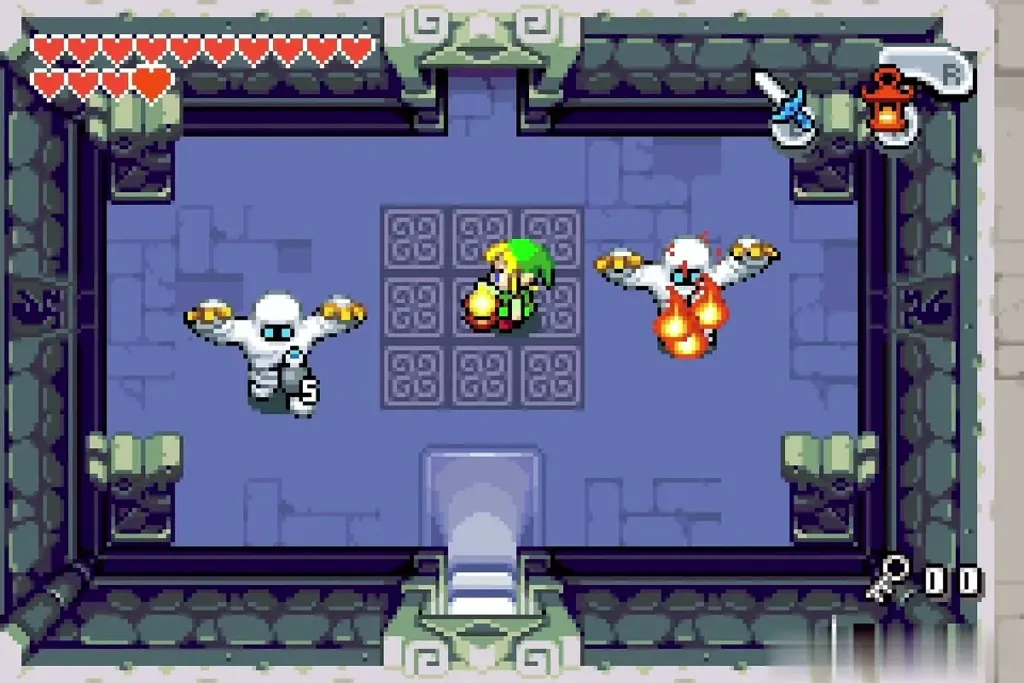Link burning a Gibdo with the Lantern in the first crypt room