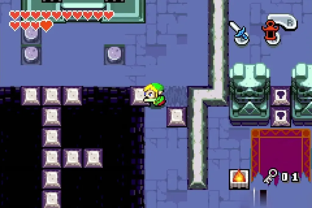 Link at the north corridor beside the two keyhole blocks