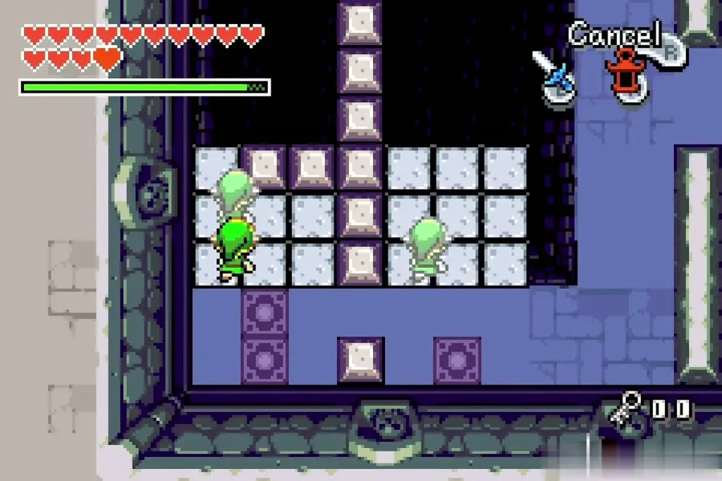 Three Links on the platforms and floor pads over the crypt chasm