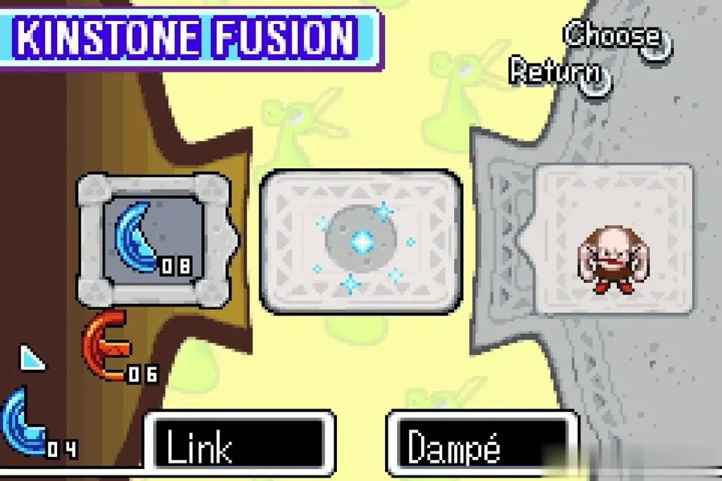 Kinstone halves sparkling as they join between Link and Dampe