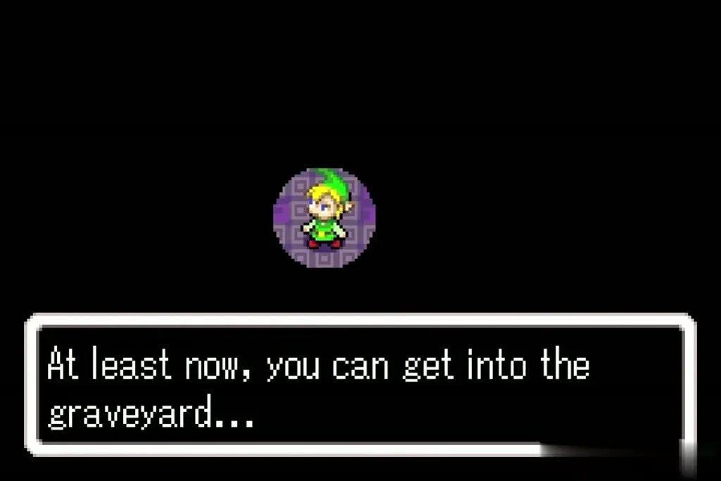 Link in the dark saying he can get into the graveyard now