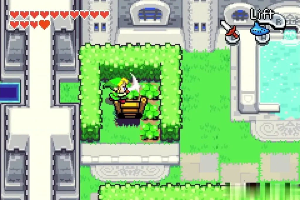 Link cutting a bush in the second patch to uncover another ladder