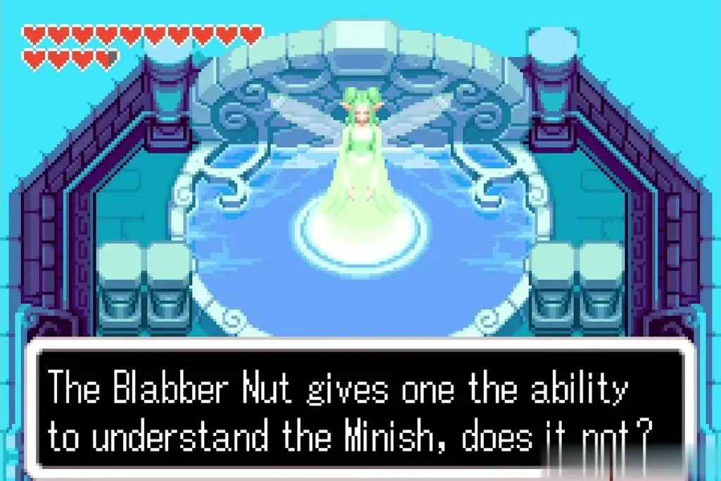 The Great Fairy asking whether the Blabber Nut lets one understand the Minish