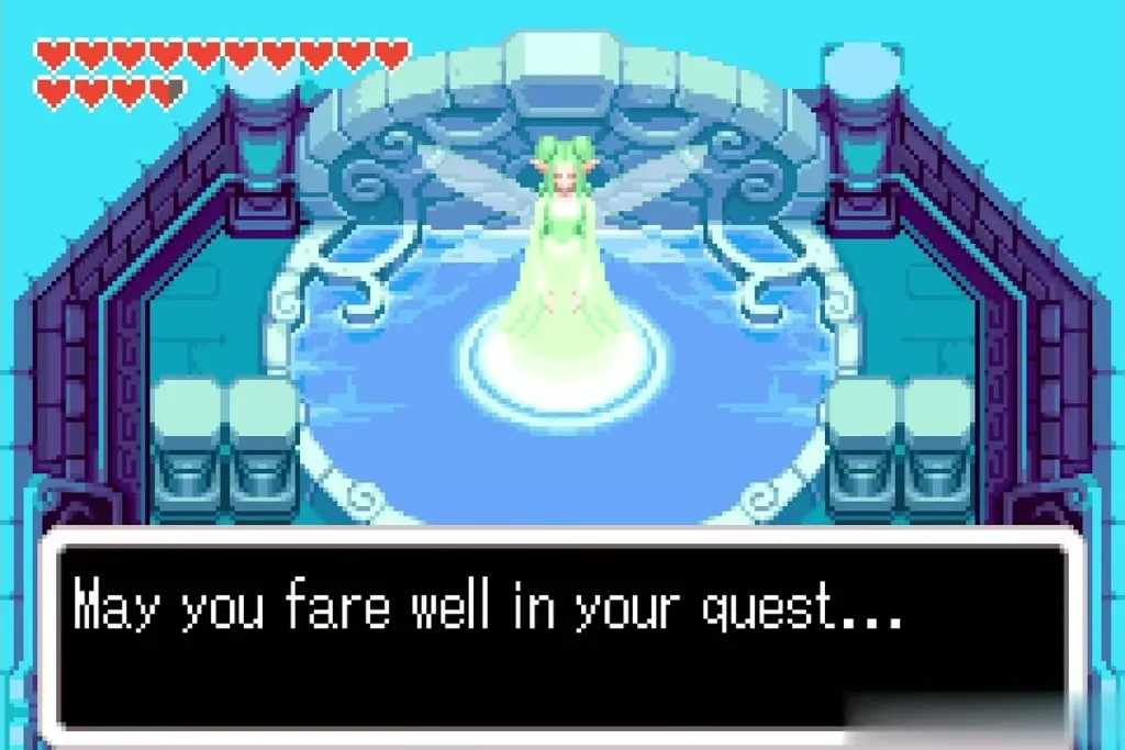 The Great Fairy wishing Link well on his quest after the quiver
