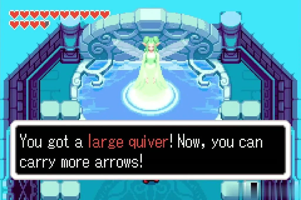 The You got a large quiver message so Link can carry more arrows