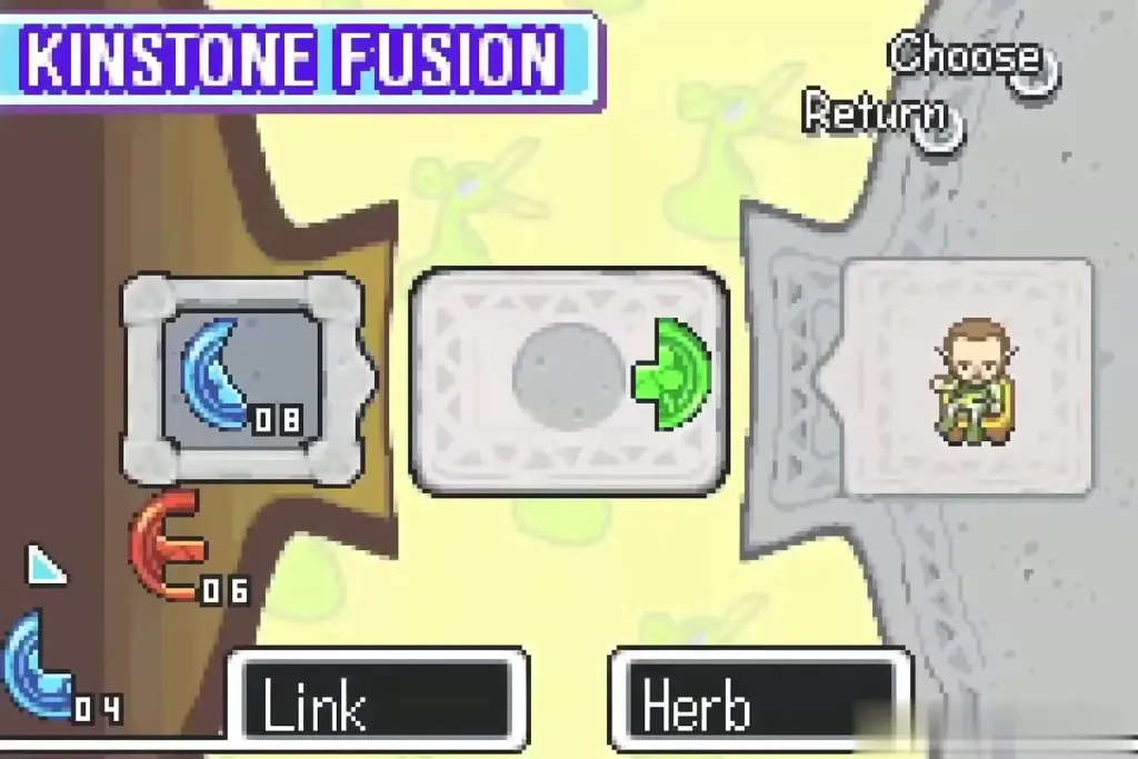 Kinstone Fusion screen with Link and Herb and a green half offered