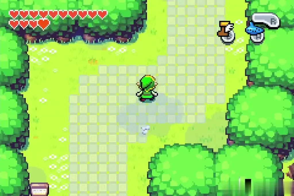 Link walking north on the path leading to the Hyrule Castle Garden