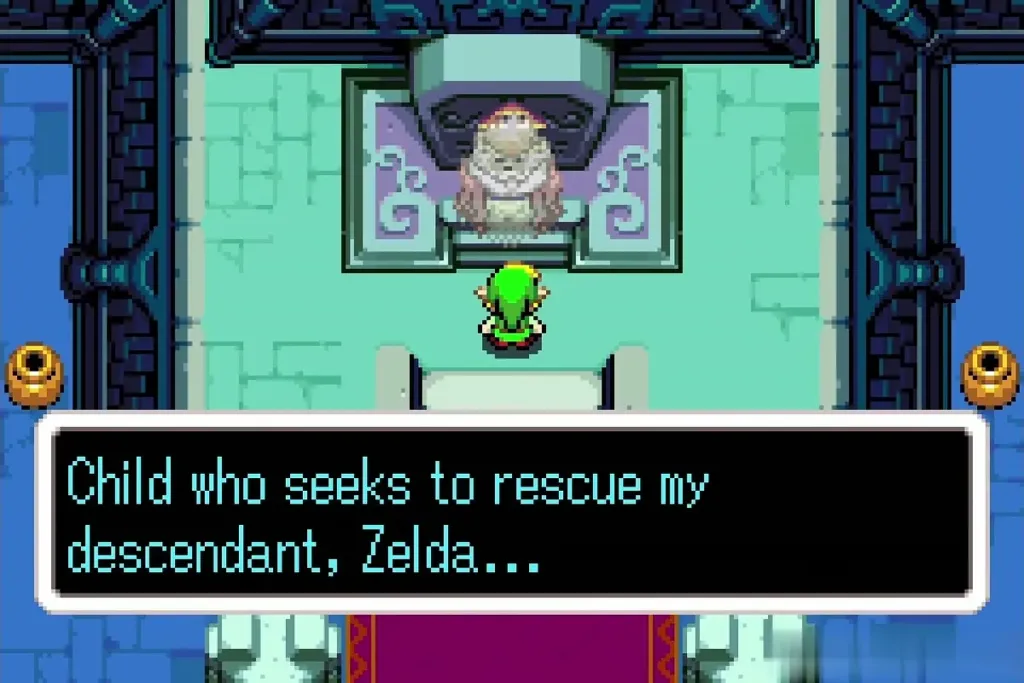 King Gustaf's ghost asking Link to rescue Zelda