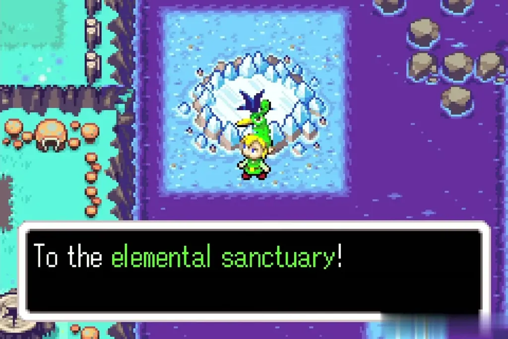 Ezlo telling Link to head to the Elemental Sanctuary after the ghost vanishes