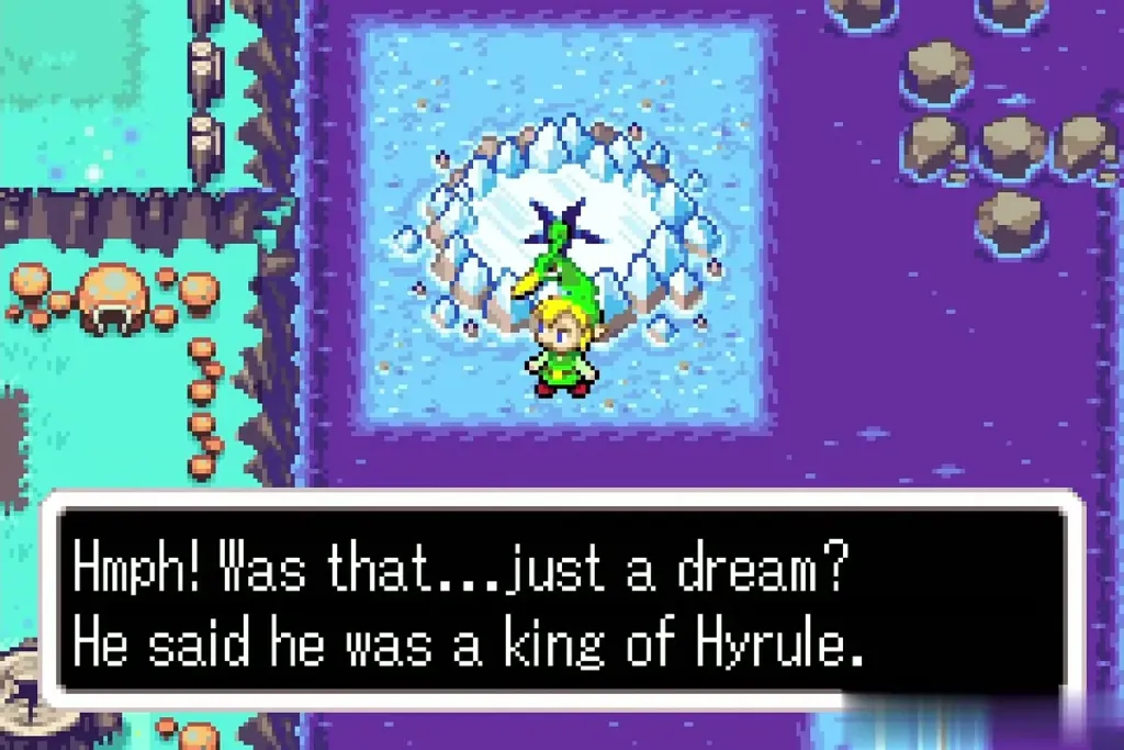Link on the ice patch wondering whether the king was just a dream