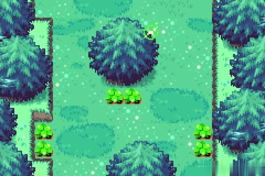 A sparkling clearing among the pines of the Minish Woods after the fusion