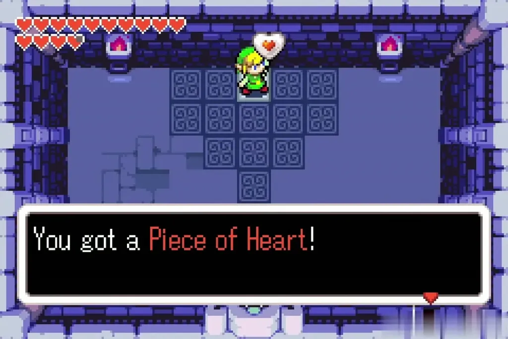Link holding up a Piece of Heart with the You got a Piece of Heart message