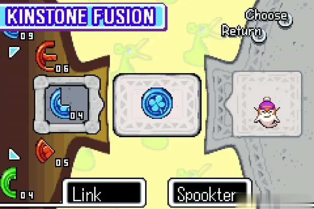 Blue Kinstone halves joined between Link and Spookter